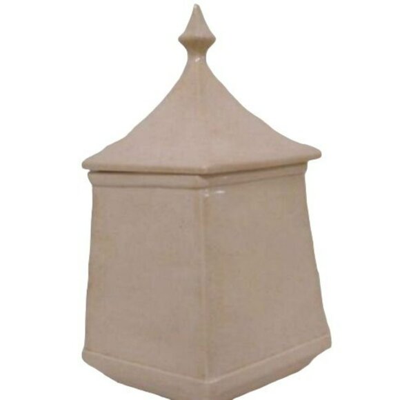 Vintage 1986 Hexagon Floral Transferware Cookie Jar With Lid 7" X 9" - Picture 4 of 4